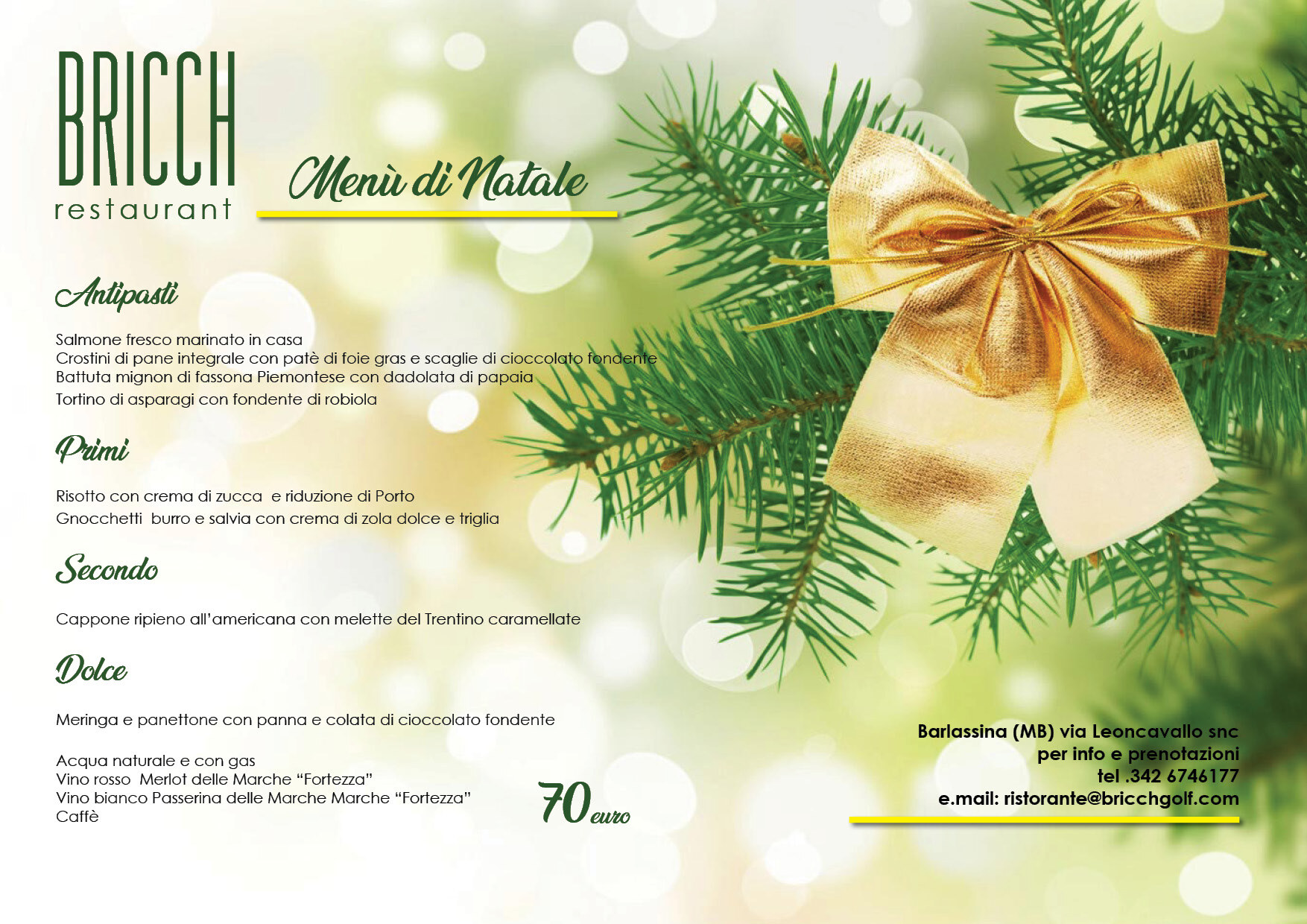 Menu Di Natale Piemontese.Natale 2019 Al Bricch Restaurant Bricch Golf